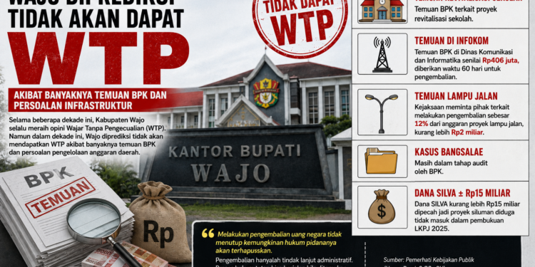 Periode Ini Wajo Diprediksi Gagal Raih WTP, Deretan Temuan BPK dan Dugaan Proyek Siluman Jadi Sorotan