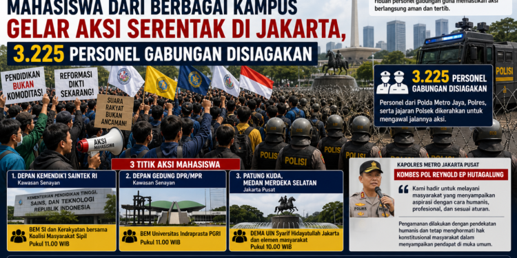 Mahasiswa dari Berbagai Kampus Gelar Aksi Serentak di Jakarta, 3.225 Personel Gabungan Disiagakan