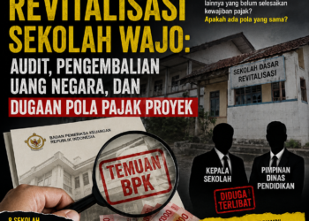 Jejak Dana Revitalisasi Sekolah Wajo: Audit, Pengembalian Uang Negara, dan Dugaan Pola Pajak Revit