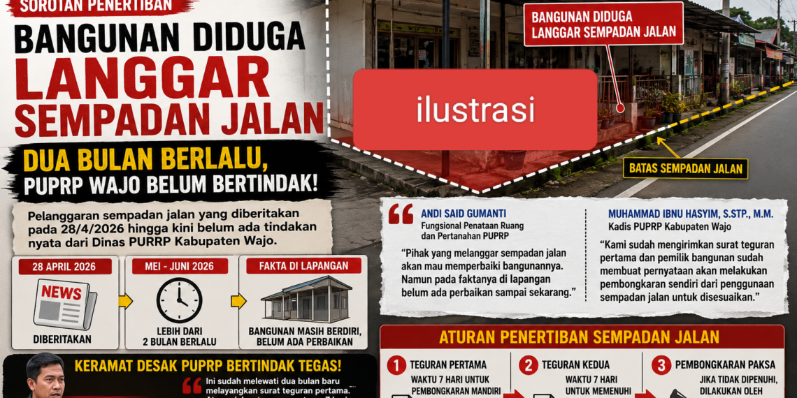 Bangunan Belum Dibongkar, PUPRP Wajo Didesak Hentikan Politik Teguran