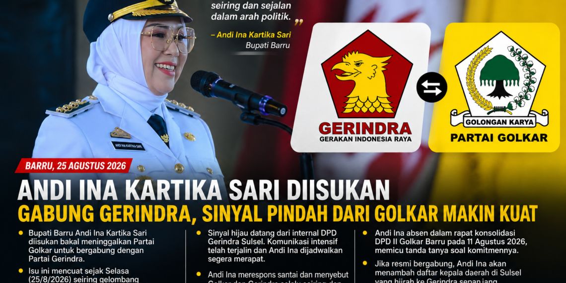 Politik Sulsel Memanas, Bupati Barru Andi Ina Kartika Sari Diisukan Hijrah ke Gerindra