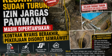 Kejari Sudah Turun, Izin Jargas Pammana Masih Dipertanyakan: Kontrak Nyaris Berakhir, Pekerjaan Disorot Semrawut