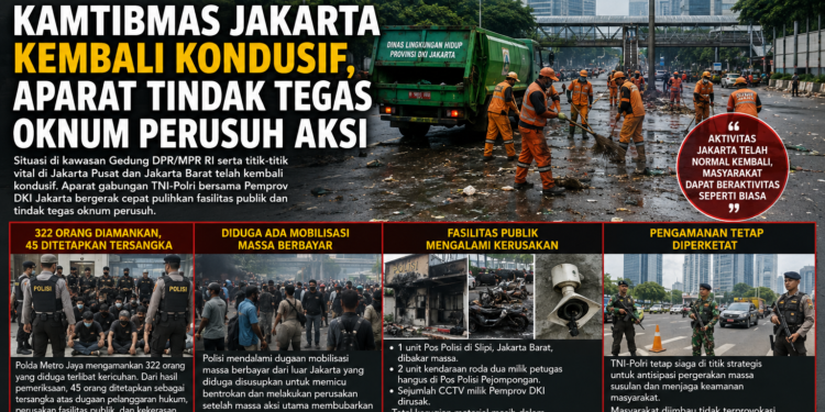 Jakarta Kembali Normal Usai Kericuhan, Polisi Amankan 322 Orang  Dan 45 Orang Jadi Tersangka