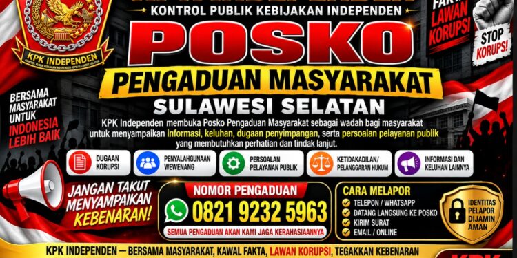 KPK Independen Buka Posko Pengaduan Masyarakat Sulsel, Warga Bisa Laporkan Dugaan Penyimpangan